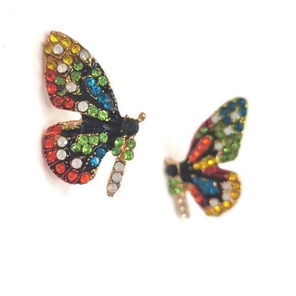 New FREE PEOPLE Butterfly rhinestone multicolor studs - Picture 9 of 12